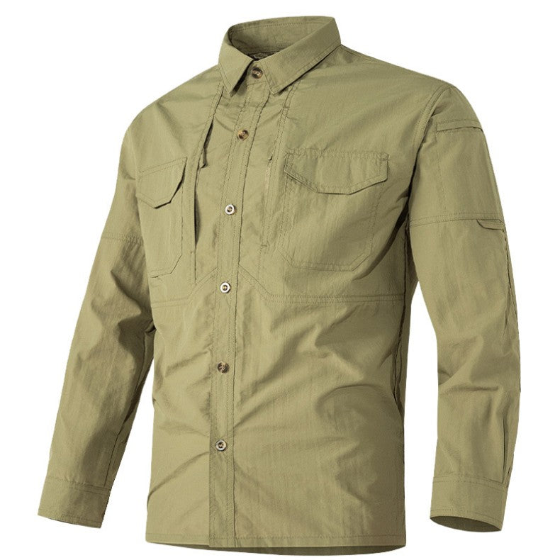 Spring Autumn Tactical Shirts Men Work Long Sleeve Shirt Outdoor Combat Multi-pocket Quick Dry Cargo Camping Long-sleeved Shirts