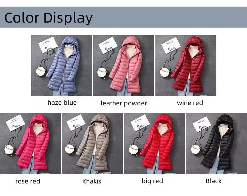 Plus Size 5xl 6xl 7xl Fall Women's Autumn Winter Ultra Lightweight Packable Long Puffer Jacket Female Hooded Korean Slim Coat
