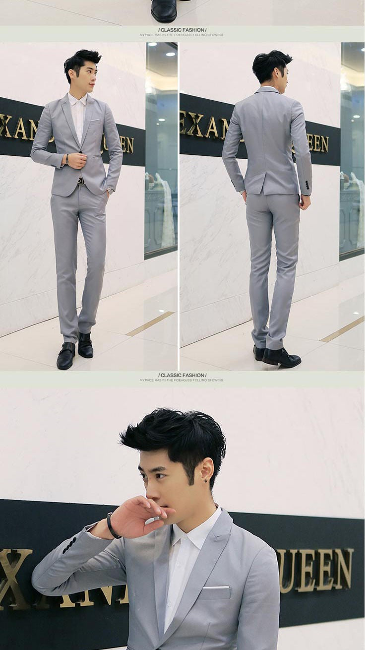Summer Men's Casual Suit Fashion Business Office Trendy Non-ironing Anti-wrinkle Suit Jacket Solid Color Slim Fit Men's Suit