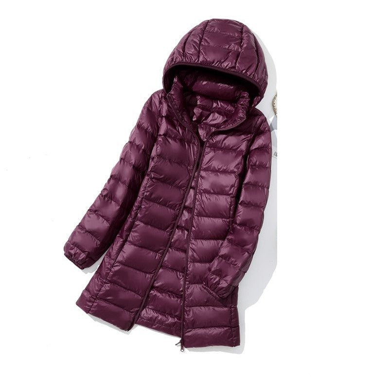 Oversized Womens Down Jackets 2023 New Arrivals  Autumn/Winter Female Long Slim Fit Hat Detachable  Skirt Coat Portable Outwear