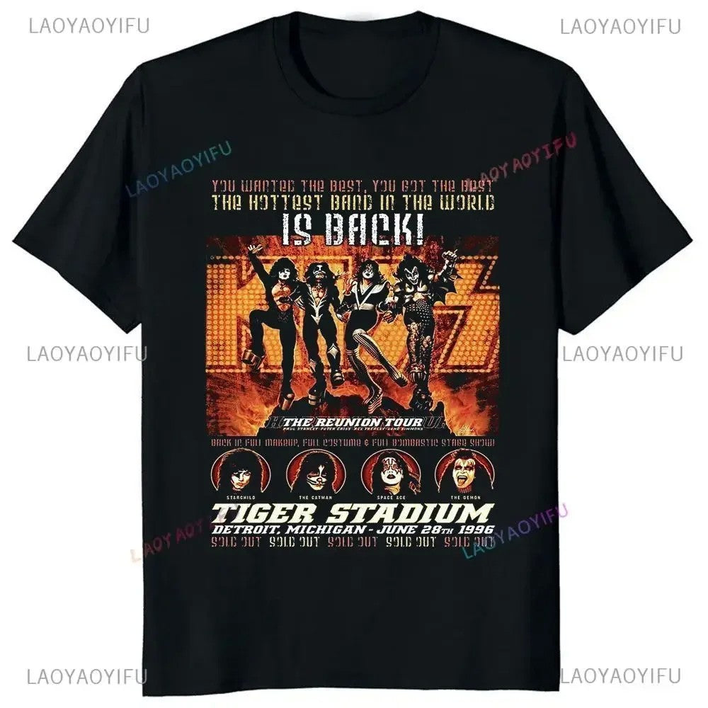 Kiss Band Men and Women Fashion Music Rock Top Harajuku Short Sleeve Universal Pattern Big T-shirt