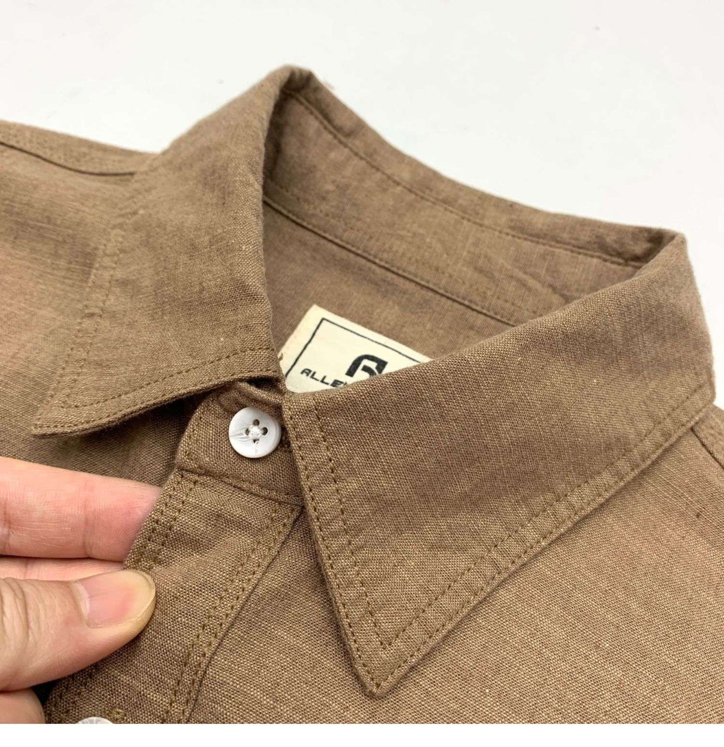 Sold Color Mens Cotton Linen Shirts Harajuku Casual Simple Comfortable Long Sleeve Loose Buttons Blouses Shirt With Chest Pocket