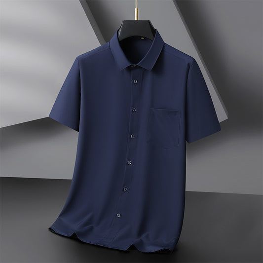 Men Shirt Short Sleeve Summer Waterproof Oil Proof Antifouling Oversize 6XL 7XL 8XL 10XL Plus Size Formal Casual High Quality