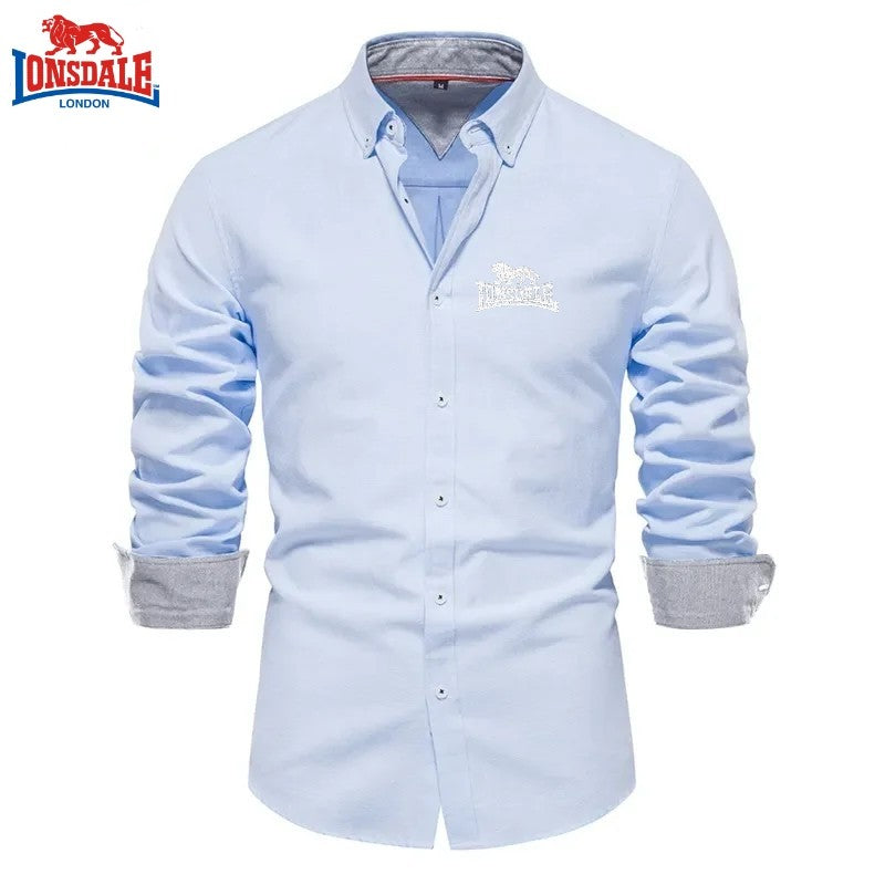 New Spring and Autumn Cotton Social Shirt Men Solid Color High Quality Long Sleeve Shirt for Men Lapel Casual Social Men's Shirt