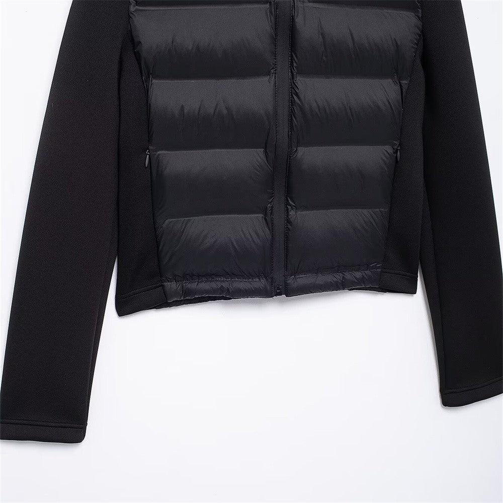 UNIZERA slim fit zipper hooded short warm jacket autumn and winter new product long sleeved solid color women's cotton jacket