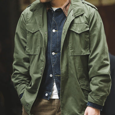 Maden M65 Vintage Coat Parka Cotton Standard Conventional Size Multi Pocket Slim Green Field Jacket for Men's Spring and  Autumn