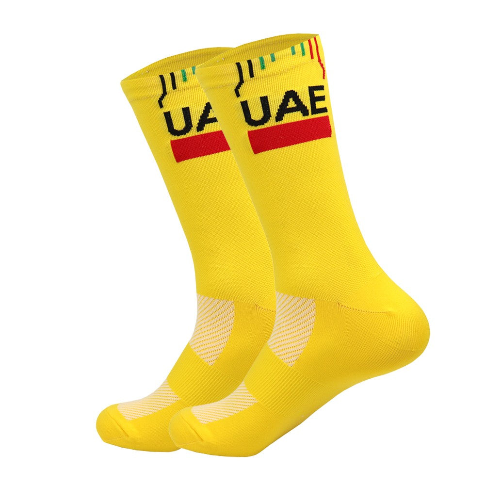 New White UAE Team INEOS Cycling Socks Non Slip Soccer Socks Cushioned Breathable For Running Basketball Bike Sports Grip Socks