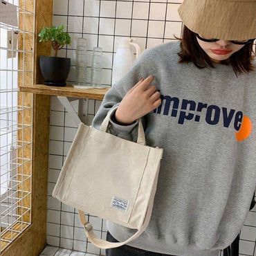 Ladies Corduroy Canvas Shoulder Crossbody Handbag Small Square Bag Stylish Trendy Women's Handbag for Casual Use