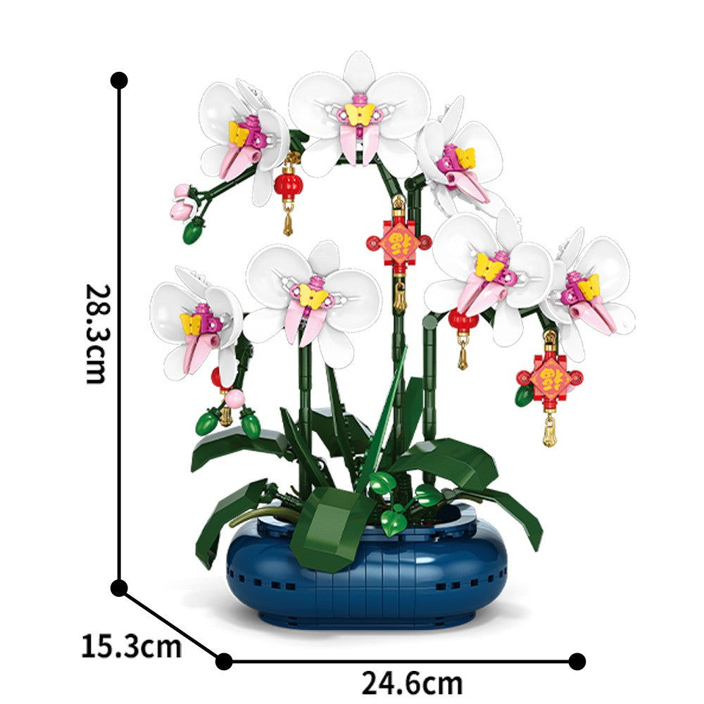 City Creativity Flower Bouquet Peach Blossom Narcissus Bonsai Potted Plant Building Blocks Model New year Home Decoration 2025