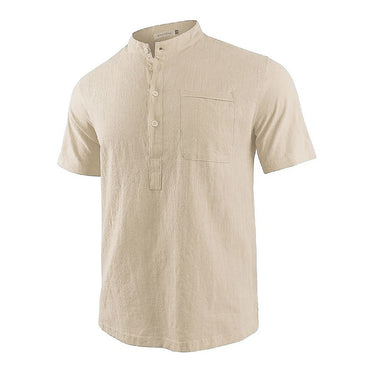 Men Casual Cotton Linen T-Shirt Pure Color T Shirts for Men Streetwear Beach Tops Tees Breathable Short Sleeve Shirt Vintage