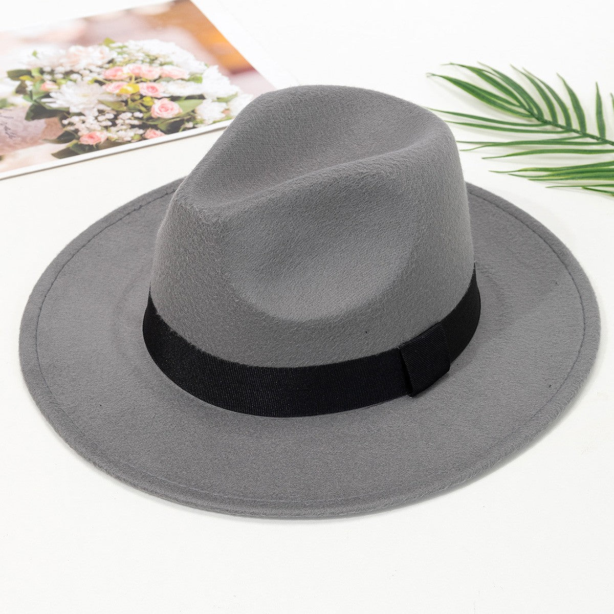 Chapéus de aba grande masculinos e femininos de outono e inverno, chapéus de jazz de lã da moda, cartolas estilo inglês
