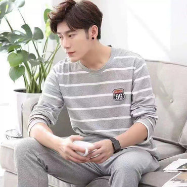 Spring-Autumn New Arrival Men's Pyjamas Long-Sleeved Loungewear Set Autumn-Winter Youth & Middle-Aged Lightweight Pyjama Set