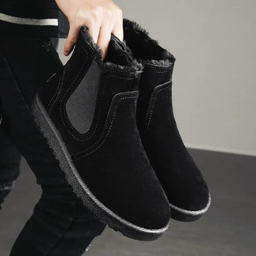 2025 New Men Boots Winter Warm Plush High Tops Leather Casual Shoes Outdoor Fashion Snow Boots