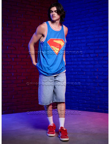 Hot Anime Superman Vest Sport Summer Men's Gyms Mesh Top Fitness Workou Joggers Sleeveless T-Shirt Male Basketball Training Top