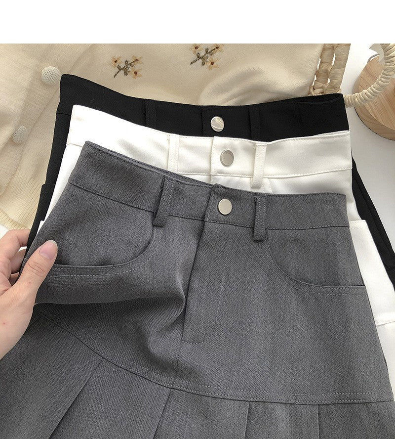 Y2K Vintage High Waist Pleated Skirt Women College Style Uniforms Safety Pants M
