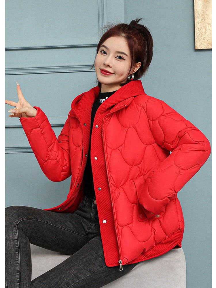 Fitshinling Fashion New In Warm Parkas Coat Outerwear Women Clothing Fake Two-piece Cotton Padded Quilted Winter Jacket Female