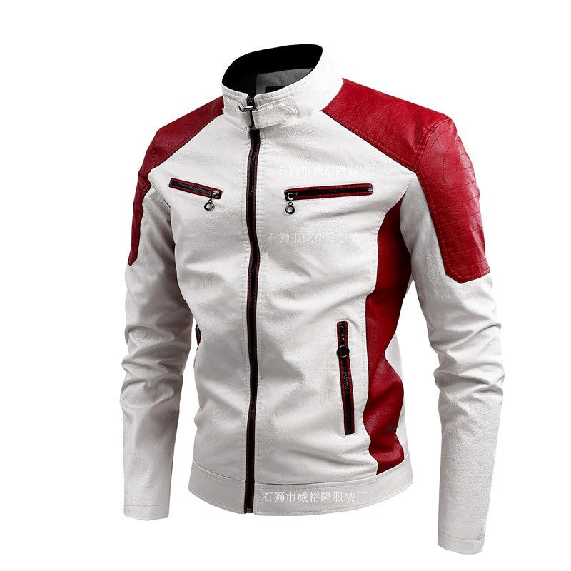 Men Slim Stand Collar Moto Leather Jackets Fit PU Leather Coats High Quality Male Fashion Autumn Casual Leather Jackets 5XL