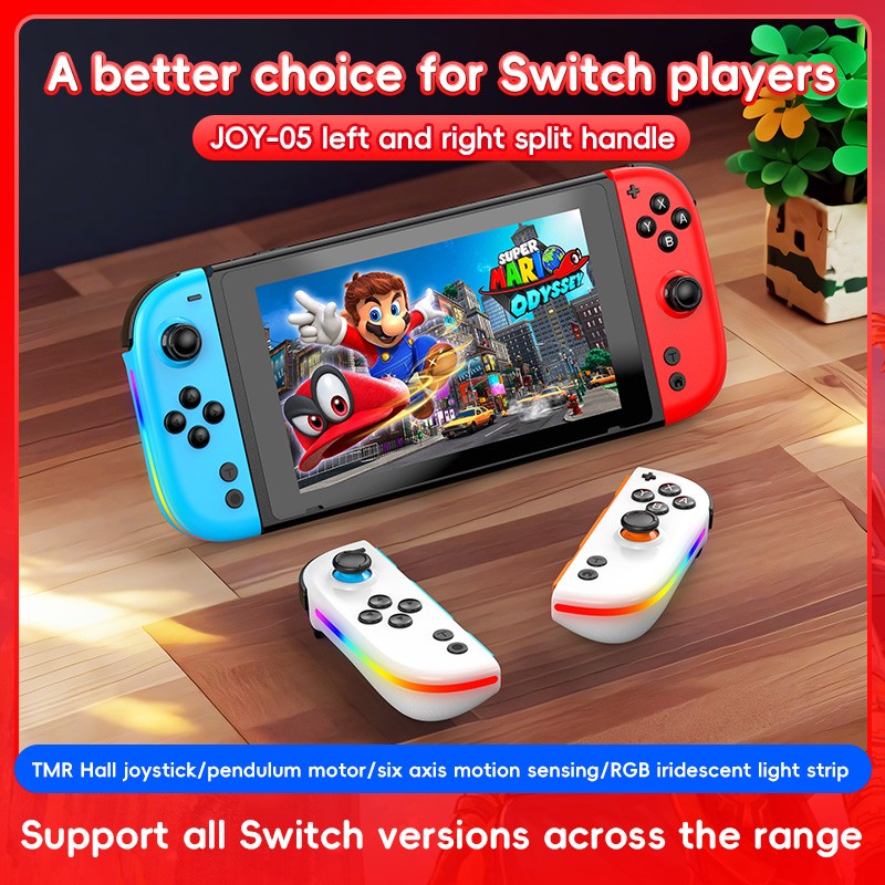 Wireless Switch L/R Controllers Hall Joystick RGB Colorful Light BT 5.3 Wake Up Six-Axis Vibrating Joypad For Switch/Lite/Oled
