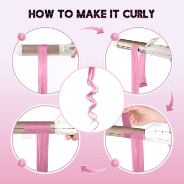 22 Inch Hair Extensions Clip ins, 6/12 Pcs Pink Hair Extensions Colored Hair Extensions Party Highlights Long synthetic Hair