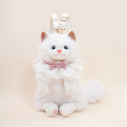 New Cute Realistic Ragdoll Backpack Women Cat Plush Doll Small Capacity Daypack Lolita Cartoon Personality Mochilas Mujer Chic