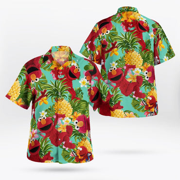 Harajuku Anime 3D Elmo Shirt Hawaiian Shirt Men's Summer Short sleeved Shirt Men's Shirt 2024 Plus Size 3xlshirt Chemistry Homme