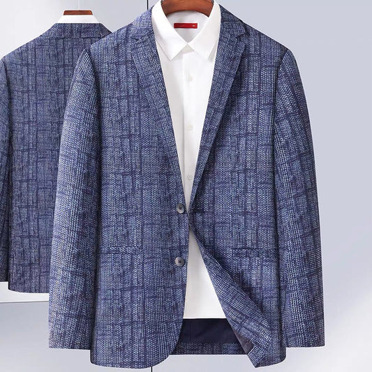 High-End Lightweight Knitted Me Qui-Dry Casual Men's Summer Thin Suit Jaet Busin Gentleman Sle round Hemline Long ...