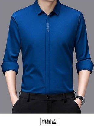 High End Mulberry Silk Men Business Shirt Long Sleeve Button Invisible Elastic Tops Wrinkle Resistant Luxurious Men Shirt