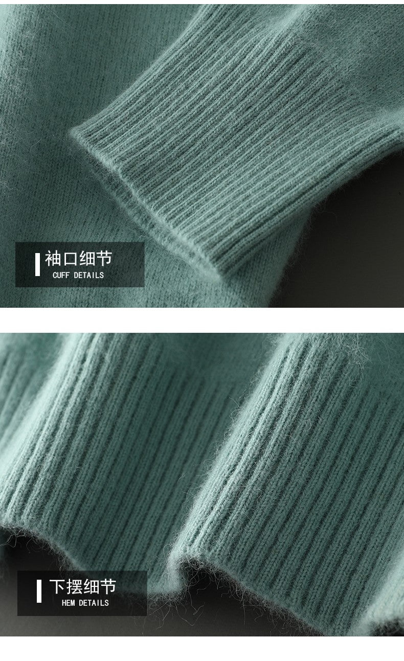 Autumn And Winter New Warm Pure Mink Cashmere Sweater Men's V-neck Pullover Thickened Plus Size Knitted Bottoming Shirt