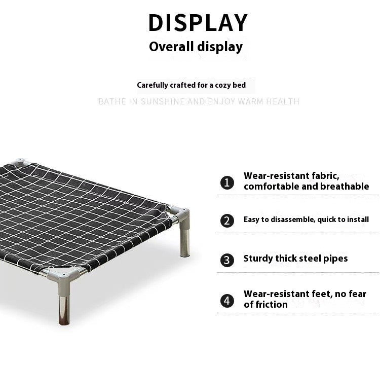 Cama Elevada para Pet de Aço Inoxidável - Estilo Militar para Todas as Estações Removível Lavável à Prova de Umidade para Cães e Gatos Pequenos