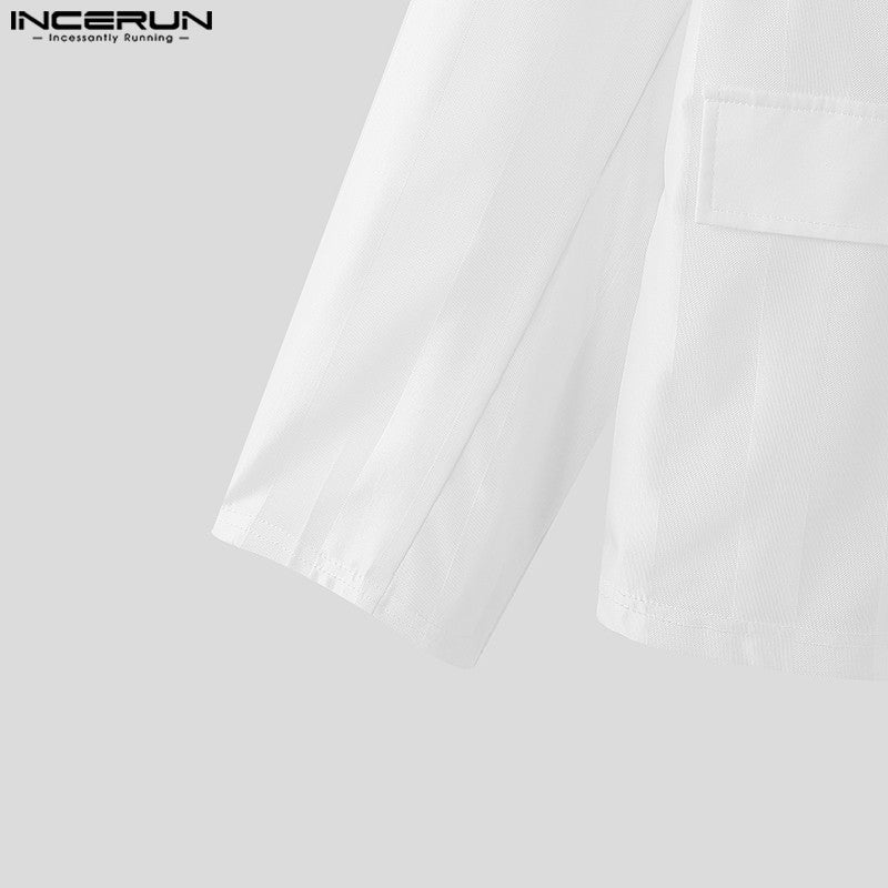INCERUN Handsome New Men's Tops 2024 See-through Striped Suit Coats Fashionable Male Hot Selling Long Sleeved Blazer S-5XL 2024