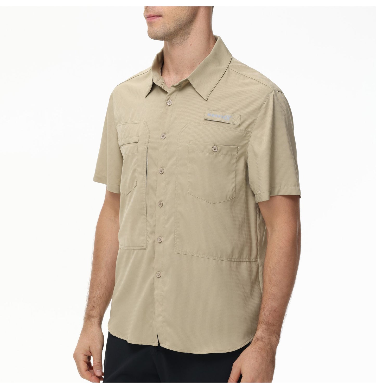 Summer Men's UPF 50+ Fishing Shirts, Casual Breathable Short Sleeve Cargo Fishing Shirt, Button Down Tactical Shirts Blouse