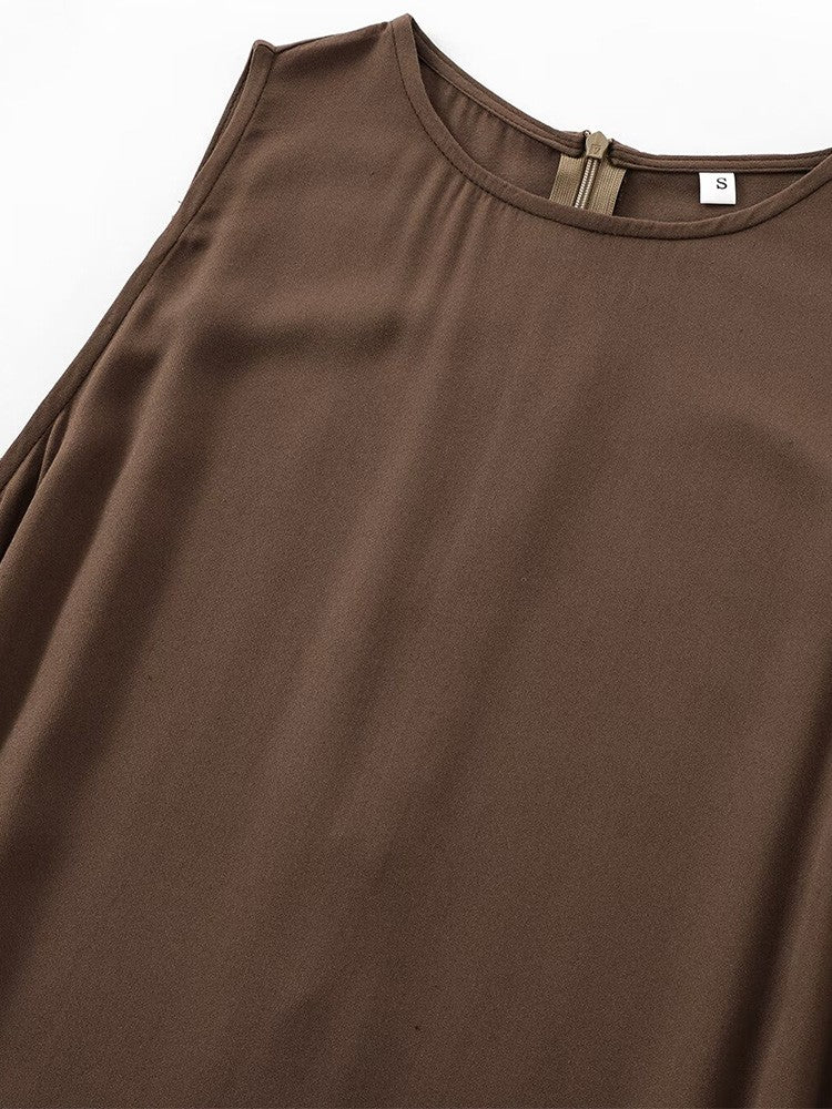 2024 Autumn and Winter New Arrivals Women's Simple Loose Round Neck Sleeveless V