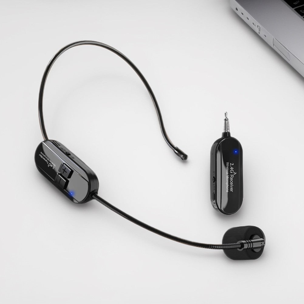 Sistema de Microfone de Mão e Headset Sem Fio 2.4G Amplificador de Voz de Longo Alcance para Palco e Ensino