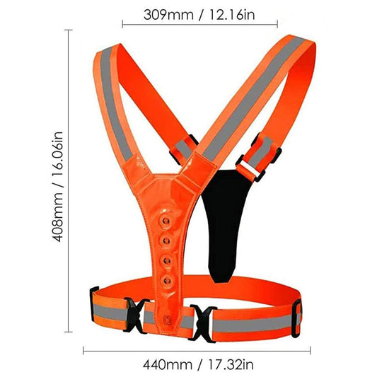 Rechargeable/Battery Adjustable Reflective Security Vests High Visibility Running Vest LED Safety Running Vest for Runners Night