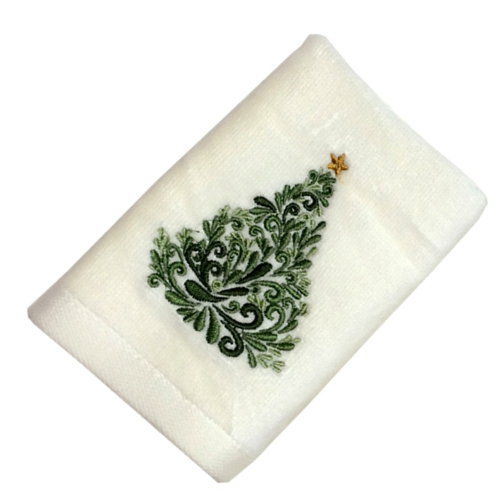 Christmas Tree Bathroom Towel Embroidered Guest Hand Towels Water Absorption Washcloth for Xmas Party