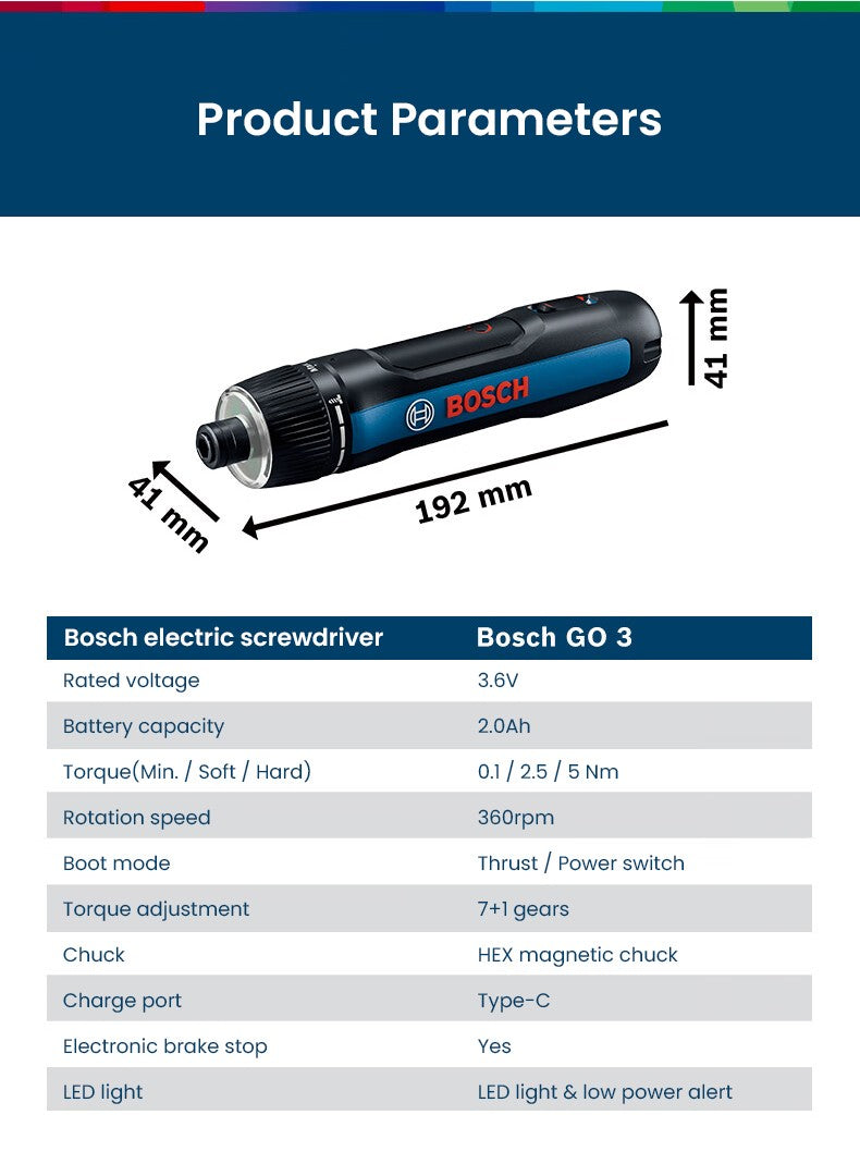 Bosch Parafusadeira Elétrica GO2 GO3 USB Recarregável Multifuncional Furadeira Manual Sem Fio Ferramentas Elétricas Manutenção Doméstica Reparo