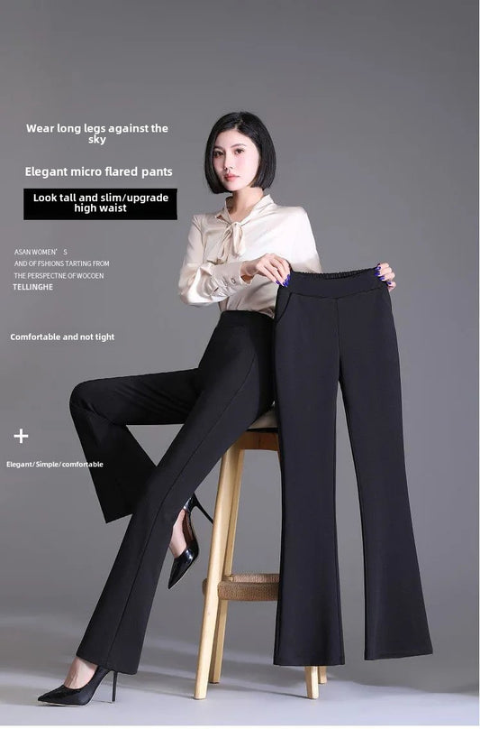 Spring Autumn New Bootcut Pants Women's Slimming Versatile Korean Style Loose-fit Fashionable Trousers Drop Leg Bell Pants Women