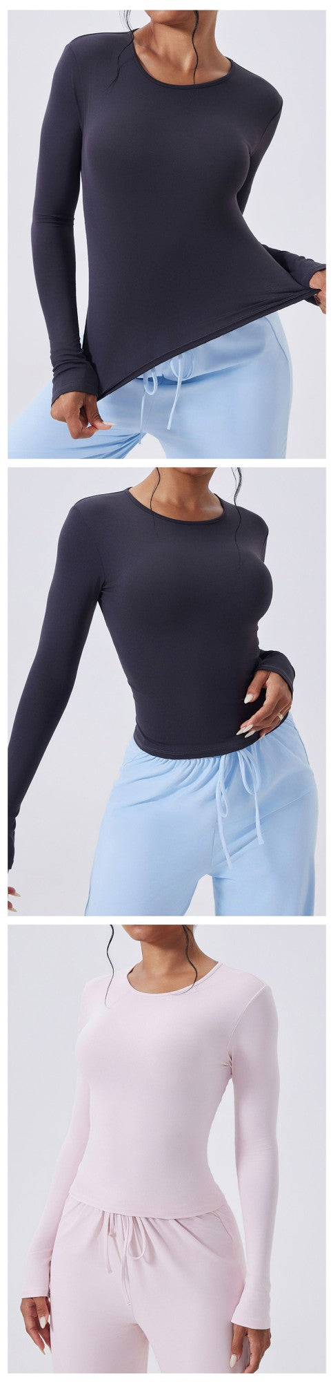 Women Long Sleeve Workout Top Gym Casual Outdoor Top Workout Dry Fit Breathable High Elastic Sports Top Sports Long Sleeved