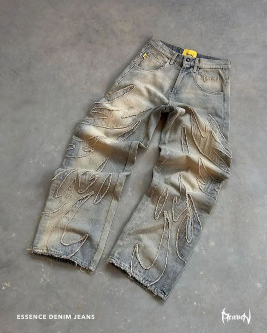 Elixir X Cozy Detachable Jeans Retro Punk Streetwear Ziipper Patchwork Stripe Denim Pants Men Black Baggy Hip Hop Splicing Jeans