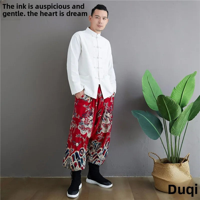 New Arrival Spring Autumn Handmade Cotton Linen Chinese Style Vintage Tang Suit Shirt White Base Layer Monk's Shirt