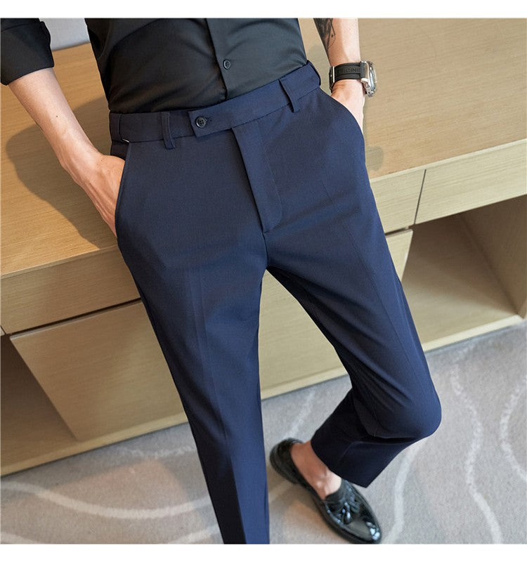 Men Suit Pant Autumn Elastic Waist Solid Slim Fit Dress Pants Business Casual Office Social Trouser Plus Size 40 38 Men Clothing
