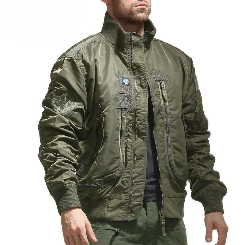 Men's pilot jacket men's air force MA1 baseball jacket spring and autumn casual youth trend military fan stand up collar jacket