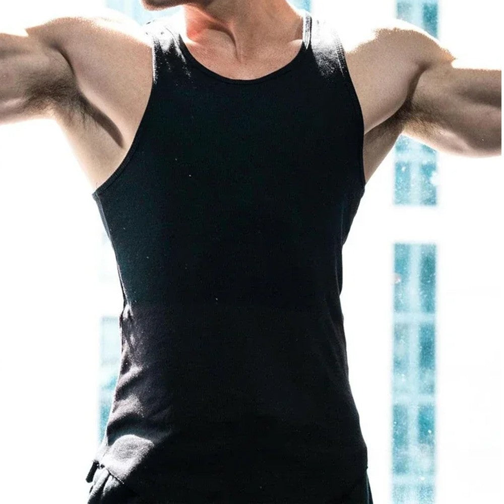 Men's Sport Slim Vest Summer Breathable Sleeveless Round Neck Gym Exercise Running Tank Top Male Sport Fitness Tees Undershirt