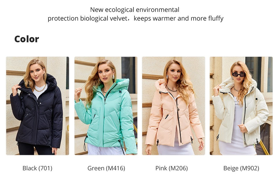 GASMAN 2023 Winter Down Jacket Women Short Classic zipper Design Pocket Stand Collar Hooded Slim Coat Women Parkas  83319
