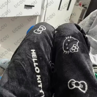 Autumn Winter Cartoon Hello Kitty Pajamas Pants Y2K Anime Women‘s Pajama Pants Couple Sleepwear Trousers Casual Home Clothes