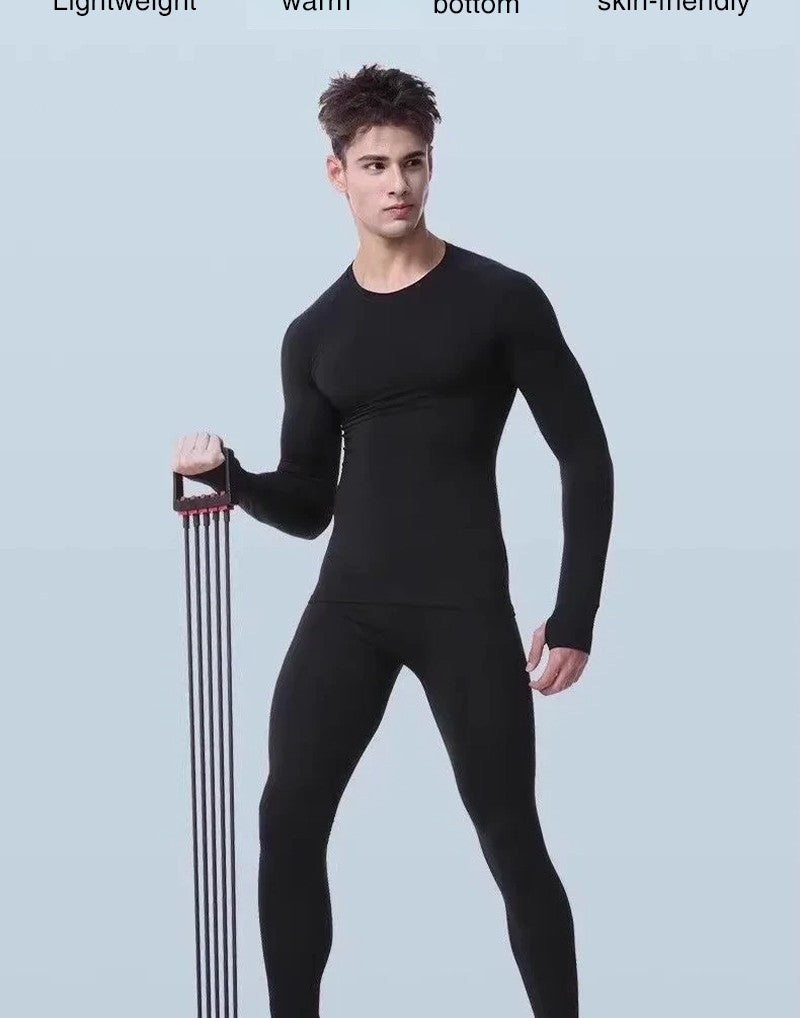 Men's Clothing Winter Warm Undershirts Plush Thermal Underwear Set Elastic Compression Tights Fitness Men's Track Suit Set