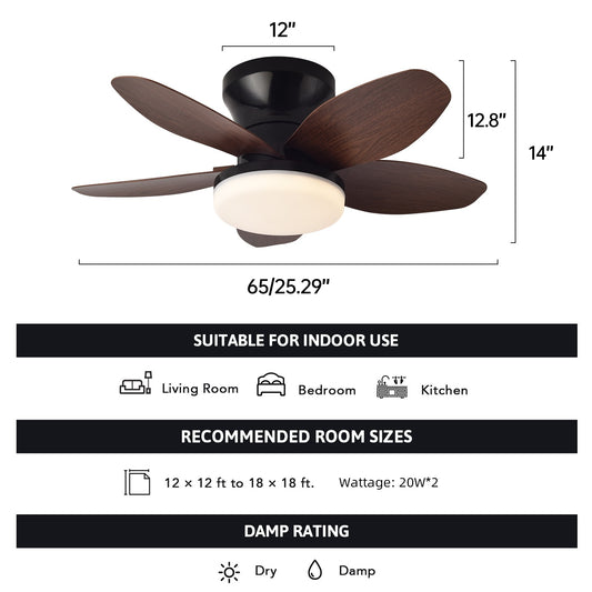Simple LED ceiling fan remote control light for 25 inch living room and bedroom multifunctional ceiling fans