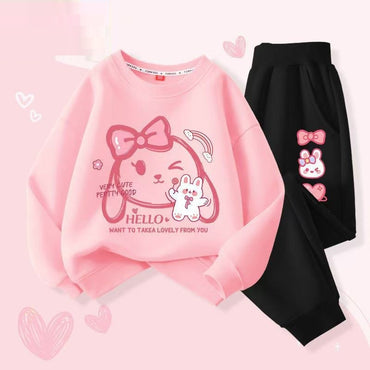 Autumn Baby Girls Clothes Set Kid Heart Printed Sweatshirts Pullover Top And Pants 2 Pieces Suit Children Sweet Tracksuits