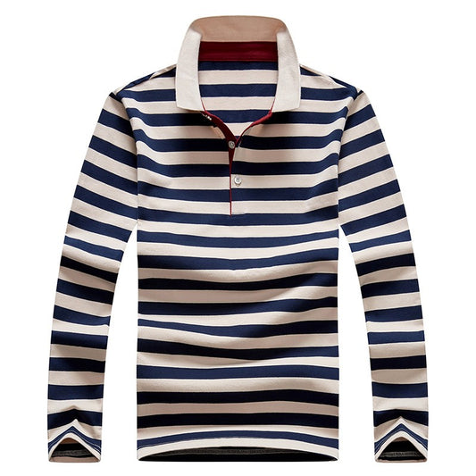 Men Polo Shirt Cotton Embroidery Long Sleeve Spring Stripe Polo Shirt Men Autumn Casual Fashion Polo Shirt Business T-shirts Men
