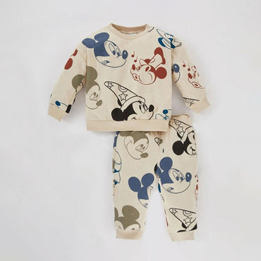 New Fashion Baby Clothes Sets Mickey Mouse Printed Long Sleeved Sweatshirt + Pant Toddler Boy Girl Outfits